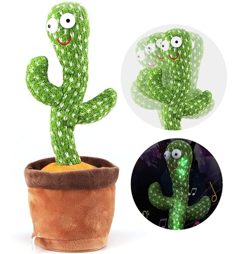 Juguete Cactus Bailarin Interactivo Repite Voz Canta Luz