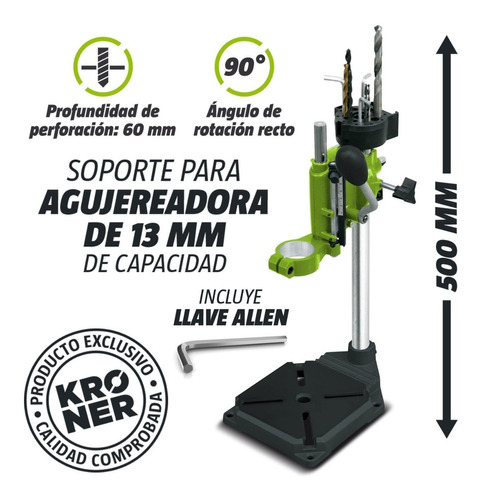 Soporte Para Taladro Kroner - Hasta 13 Mm - 500 Mm De Prof.