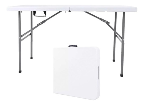 Mesa Plegable Jardin 1.22 M Exterior Camping Valija Playa Color Blanco