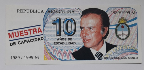 * 1 Billete De Fantasía Sin Circular Menemtrucho 1989/1999