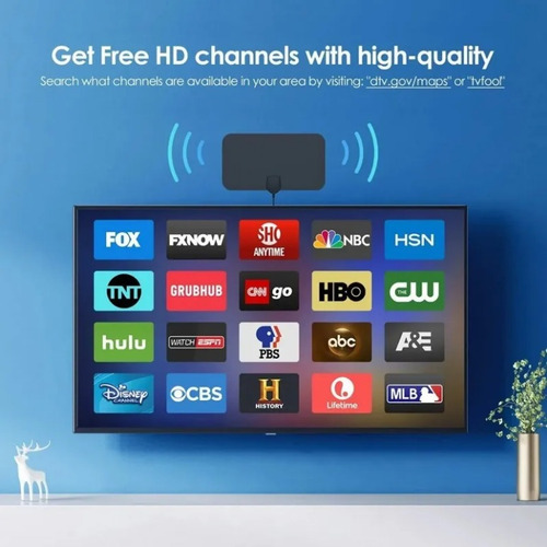 Imagen 3 de 10 de Hdtv Antena Interior Pantalla Plana Canales Hd 4k