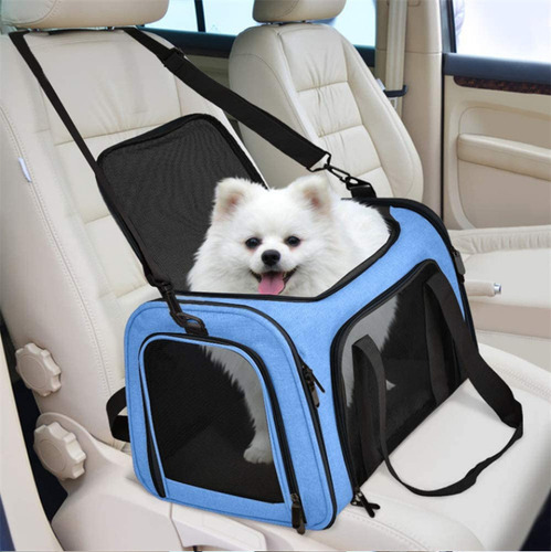 Bolsa De Viajem Para Transporte Pet Para Cães E Gatos Avião Cor Azul