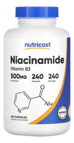 Niacinamida (vitamina B3) 500 Mg Nutricost 240 Cápsulas