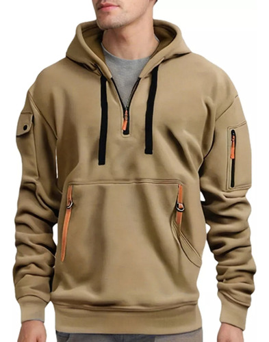 Sudadera Con Capucha De Color Sólido Casual Deportiva