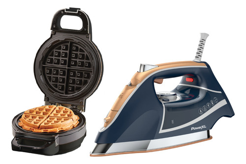 Plancha Vapor Cerámica+ Waflera Belga 2'' Power Xl Prom89061