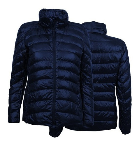 Campera Pluma Ganso Mujer Térmica Ultraliviana Azul Marino