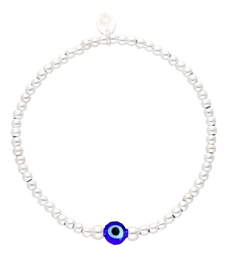 Pulsera Bolitas De Plata 925 Y Ojo Turco Amuleto Agálea