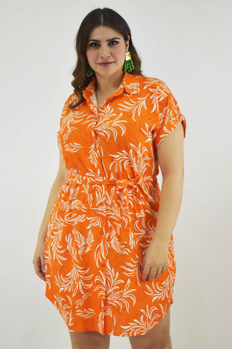 Vestido De Lino Roman Fashion /tallas Extras, 2304 (naranja)