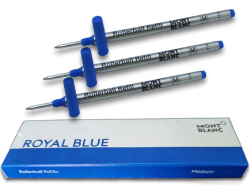 3 Refil M710 Caneta Mont Blanc Rollerball Carga Tinta Azul