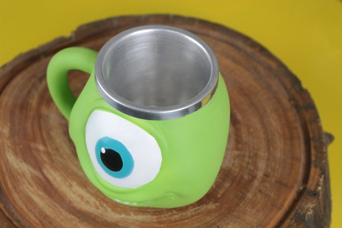 Caneca Decorativa Resina Inox 3d Monstros Sa Mike Cor Verde-limão