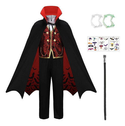 Disfraz De Dracula Para Niño Talla 11-12 Años-negro/rojo