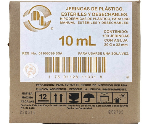 100 Jeringas De Plástico 10 Ml Con Aguja 20x32 Capacidad En Volumen 10 Ml