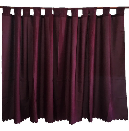 Cortina Tela Tropical Ondas 2 Paños De 1.2mx1.3m Habitación Bordó