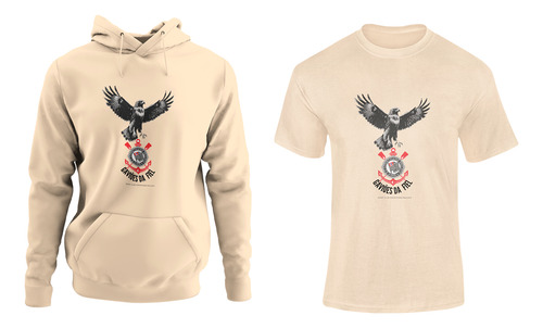 Conjunto Moletom Blusa De Frio E Camiseta Gaviões Da Fiel
