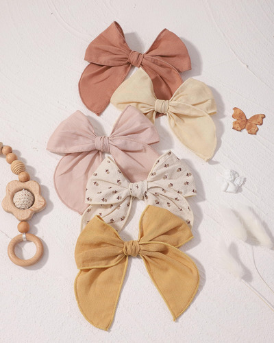 Doboi 8pcs Baby Girl Clips Fable Bows Bows Bows Algody Linen