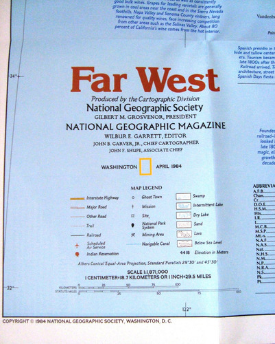 Mapa Nat Geo Far West Lejano Oeste Nevada California Eeuu Us