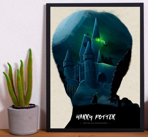 Cuadro Marco Negro Poster 33x48cm Harry Potter Ilustracion 2