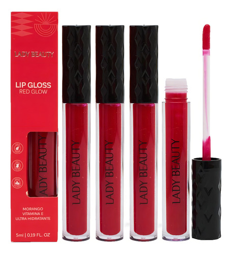 Lip Gloss Red Glow Morango Lb43 - Unit Lady Beauty J