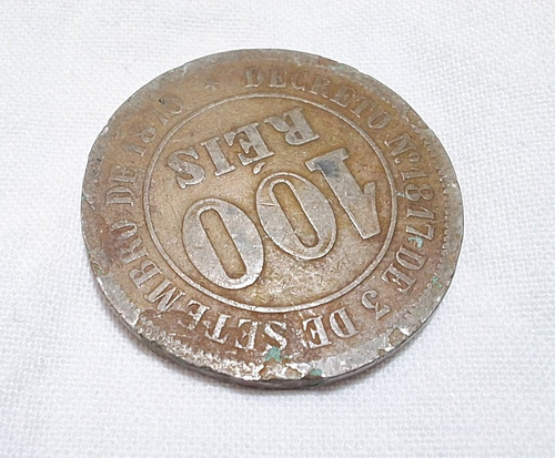 Moeda 100 Réis 1885 Brasil Com Defeito (Usado)