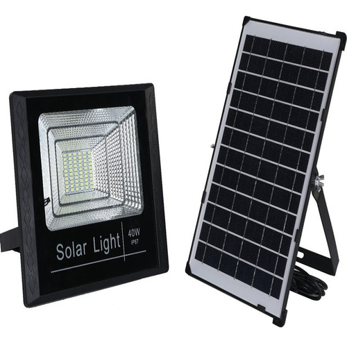 Foco Reflector Luz Led Con Panel Solar 40w 6500k Con Control