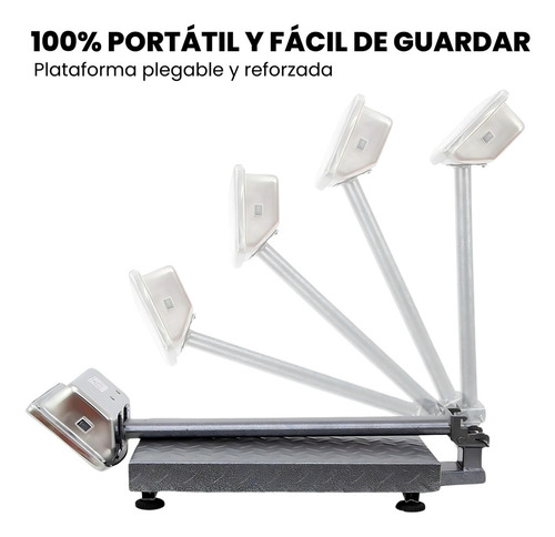Bascula Electronica Comercial Industrial Digital 150 Kg 110v Gris Oscuro Resistente Plegable Alta Precisión Uso Rudo Pantalla LED Acero Inoxidable Mastil De Apoyo Recargable