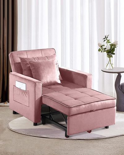 Silla Convertible A Cama 3 En 1 Franela Color Rosa Xspracer