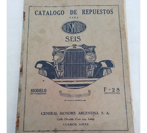 Antiguos Manual Catalogo De Repuestos Oldsmobile F-28