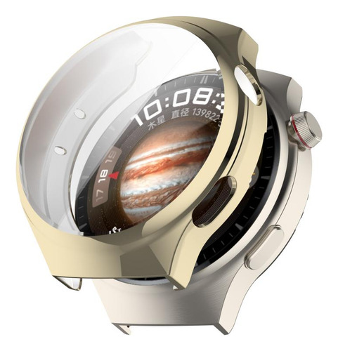 Capa De Relógio Tpu Galvanizada A Ouro Para Huawei Watch 4