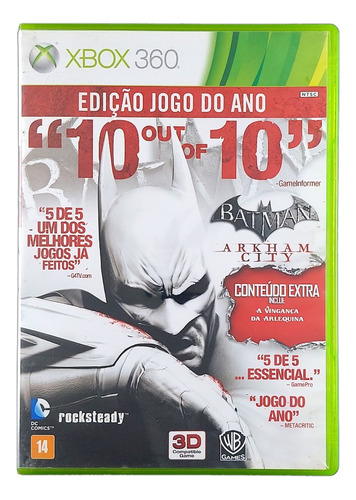 Batman Arkham City Original Xbox 360 Mídia Física