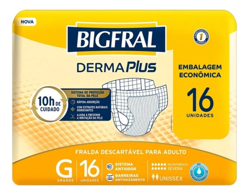 Fralda Geriatrica Bigfral Derma Plus G 16 Unidades