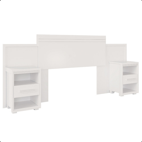 Cabeceira De Cama Ajustavel Queen Casal Com Criado Mudo 100% Mdf Gavetas Dinamarca Branco