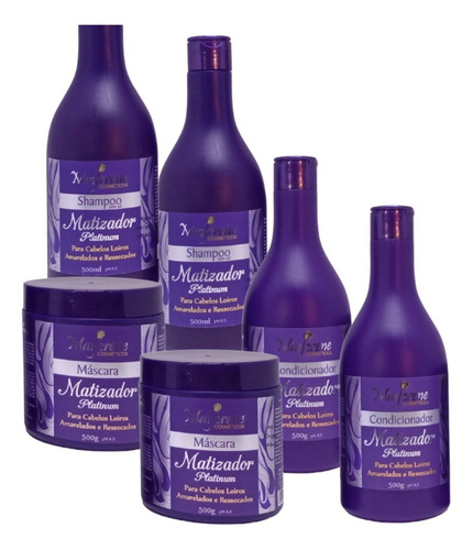 2 Kits Matizadores Maycrene ( 2 Shamp + 2 Cond + 2 Másc )