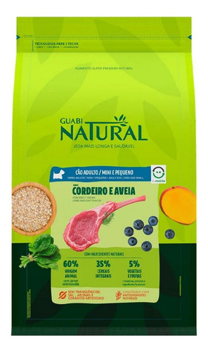 Ração Cão Adulto Mini/peq Cordeiro 10,1kg Guabi Natural