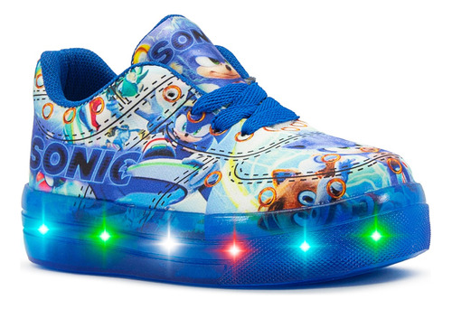 Tenis Luces Led Sonic The Hedgehog Sneakers Para Niño