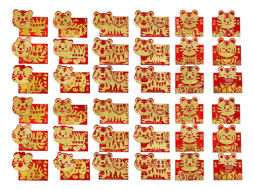 36 Sobres Rojos Chinos, Año Del Tigre Hong Bao [u]