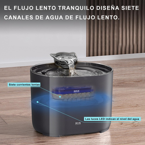 Bebedero Para Gato Con Luz Led, 74oz/2.2 L Fuente De Agua