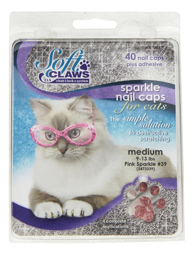 Tapas De Uñas De Gato Soft Claws Pink Sparkle