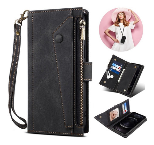 Estuche Tipo Billetera Clutch Cards Para iPhone Mujer