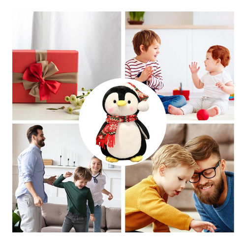 Peluche De Pingüino Suave Pequeño Pingüino De Navidad De Pel