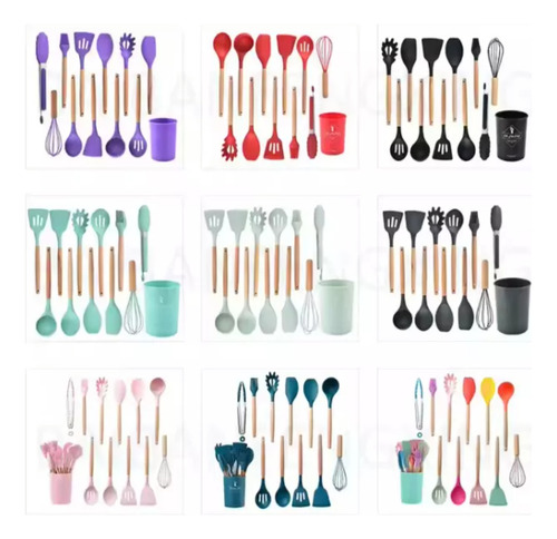 Set Cocina 12 Pcs Silicona Antiadherentes Gastronomicos