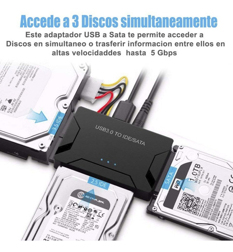 Adaptador Usb 3.0 Discos Rigidos Ide Y Sata + Fuente 12v 2a