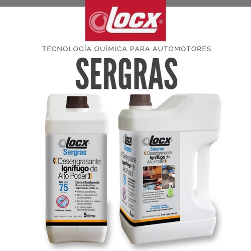 Desengrasante Premium Sergras Locx 5lts + Rociador