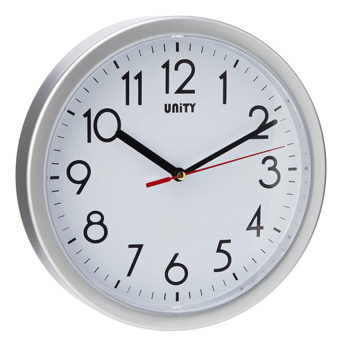 Unity Reloj De Pared, Hastings, Silencioso, Moderno, Platead