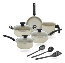Comprar Jogo De Panelas 8 Peças Elegan Baunilha Antiaderente Tampa De Vidro Conjunto De Panela Para Cozinha Teflon - Dona Chefa