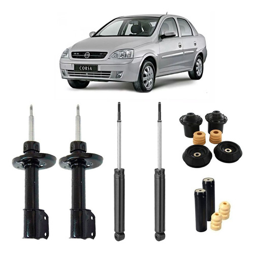 Jogo 04 Amortecedor Corsa Sedan 2010 2011 2012 2013 + Kit