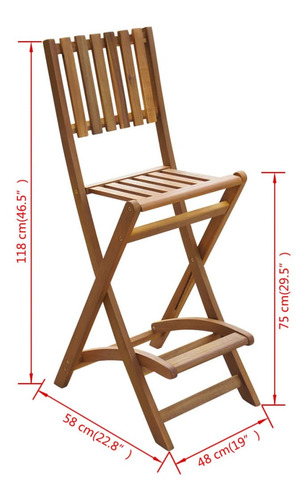 Taburetes De Bar Plegables Para Exteriores 2 Pzas De Madera