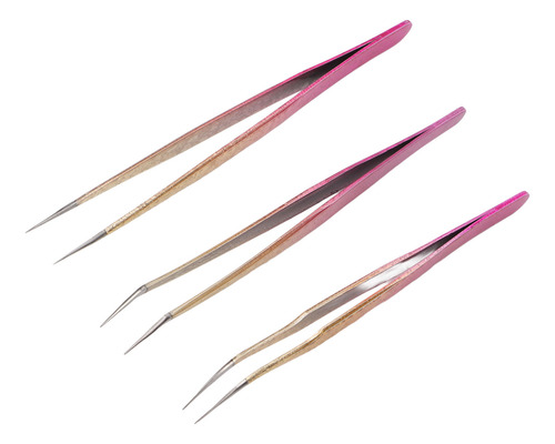 Pinça De Unhas Retas, 3 Peças, Pinça Artística, Curva De Aço