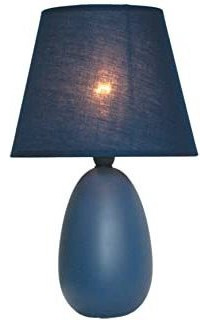 Lámpara De Mesa (cerámica, Ovalada, Color Azul Alm