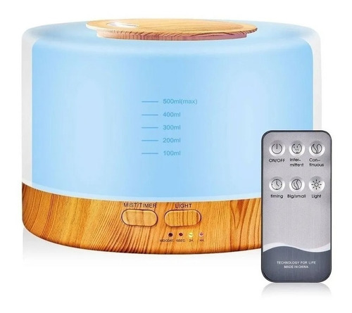 Difusor Aroma Humidificador Aromaterapia Control Base Madera