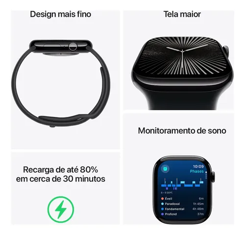 Apple Watch Series 10 Gps 46mm Jet Black Sb+ M/l | MercadoLivre